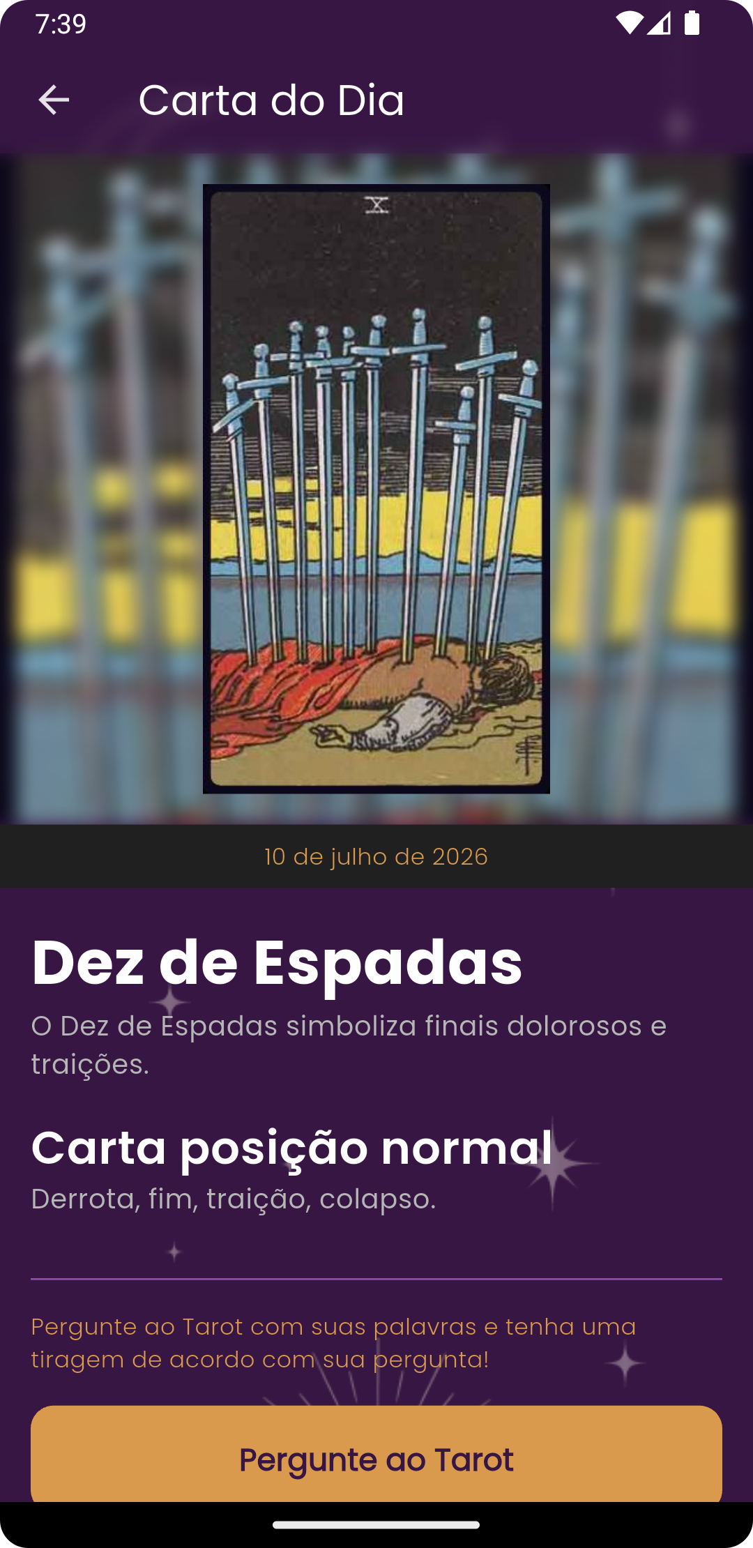 Tela de Carta do Dia